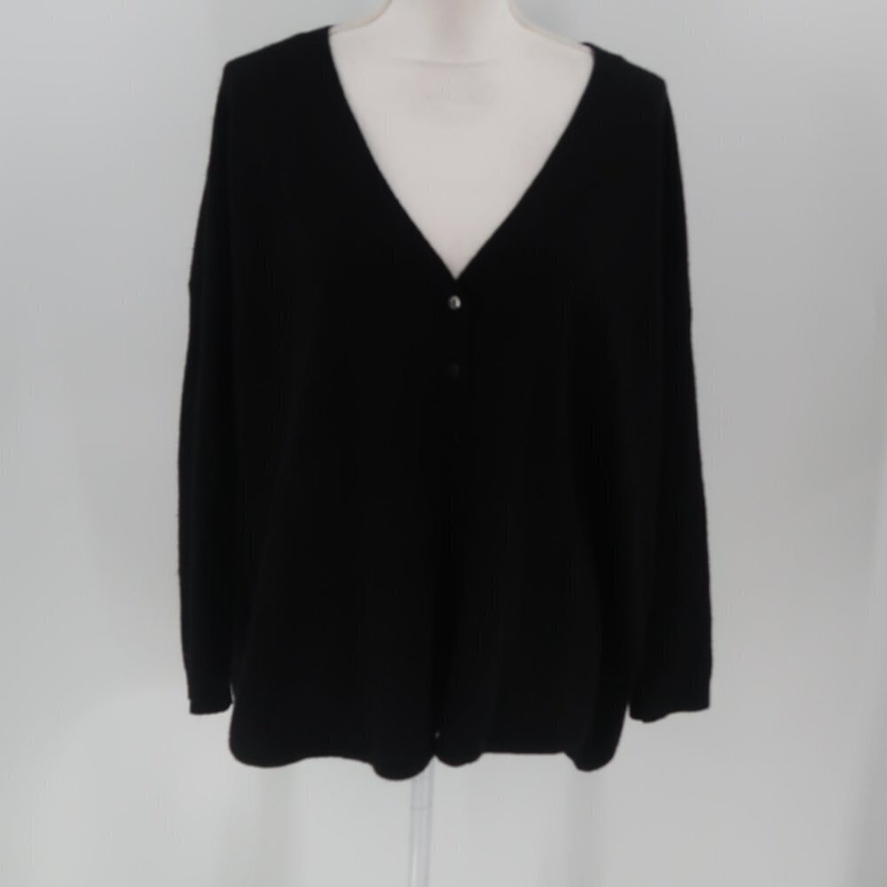NOTSHY Cashmere Designed in France Women's Black V-Neck Cardigan Size L/XL